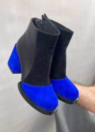 Эксклюзивные ботинки из итальянской кожи и замши женские на каблуке1 фото
