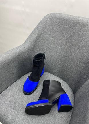 Эксклюзивные ботинки из итальянской кожи и замши женские на каблуке5 фото