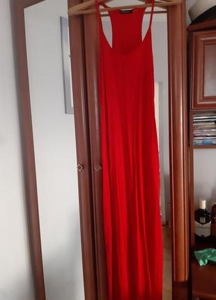 Красное платье-майка в пол