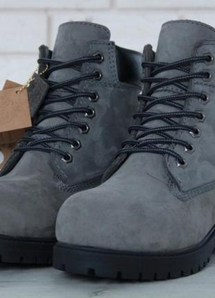 💠timberland grey black💠чоловічі черевики зимові тімберленд, сірі з хутром, чоловічі зимні