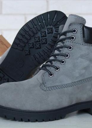 💠timberland grey black💠мужские ботинки зимние тимберленд, серые с мехом, чоловічі зимні3 фото