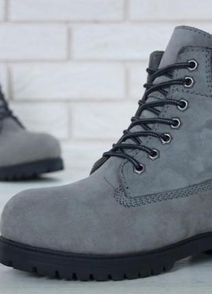 💠timberland grey black💠мужские ботинки зимние тимберленд, серые с мехом, чоловічі зимні5 фото