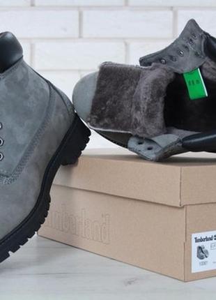 💠timberland grey black💠мужские ботинки зимние тимберленд, серые с мехом, чоловічі зимні7 фото