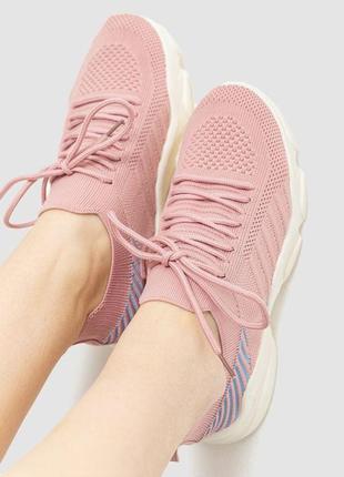 Кросівки жіночі текстильні  колір пудровий 214r221