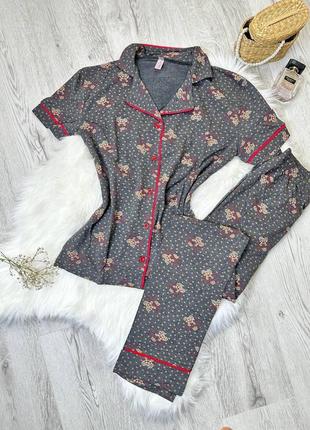 Натуральна бавовняна піжама/домашній костюм сорочка і штани s-xl