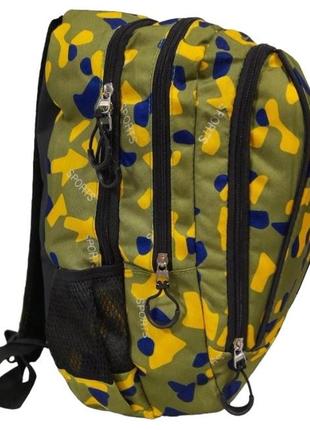 Вместительный молодежный рюкзак на три отделения 18l v sport зеленый с желтым.1 фото