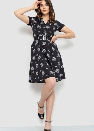 Сукня з поясом, колір чорний, 230r032-5