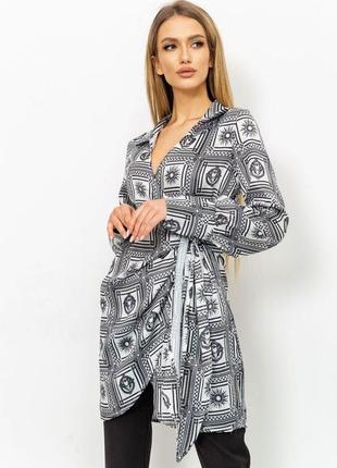 Сукня-туніка на запах  колір чорно-білий 167r2005