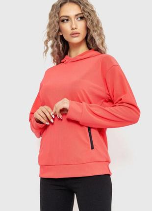 Худі жіночий з капюшоном  колір кораловий 182r8030