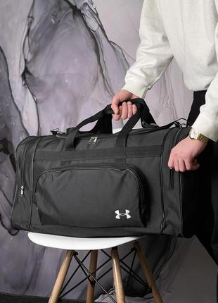 Дорожная сумка черная under armour белое лого (вел.)