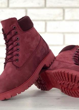 🥰жіночі черевики🥰timberland bordo🥰зимові з хутром, жіночі зимні з хутром