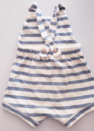 Zara вязаныц комбинезон ромпер песочник новорожденному мальчику 0-3м 56-62см в бело-синюю полоску2 фото