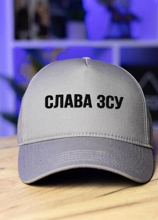 Кепка pobedov trucker cotton - слава зсу чорна вишивка, сірий