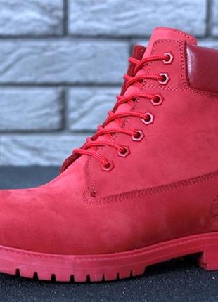 Женские зимние ботинки с мехом🌹timberland red🌹красные тимберленд, жіночі зимні з хутром1 фото