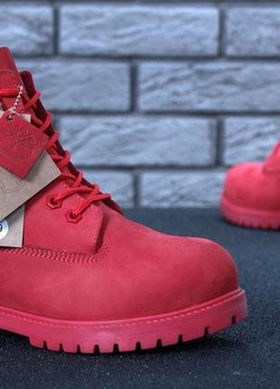 Женские зимние ботинки с мехом🌹timberland red🌹красные тимберленд, жіночі зимні з хутром3 фото