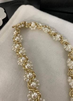 Брендовий чокер позолота, з перлами5 фото