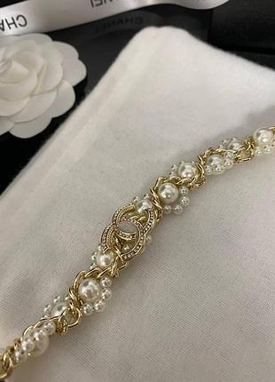 Брендовий чокер позолота, з перлами4 фото