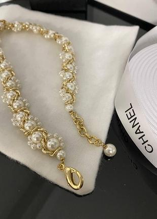Брендовий чокер позолота, з перлами3 фото