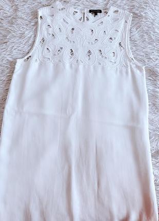 Белое платье massimo dutti с кружевным верхом3 фото