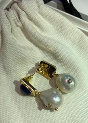 Сережки селін з бароковим перлами4 фото