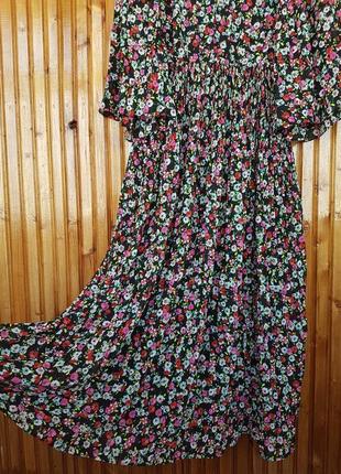 Шифонове плаття міді h&amp;m у квітковий принт.5 фото