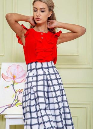 Шифонова блуза з жабо червоного кольору 167r114-2