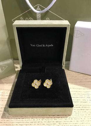 Брендовые серьги ван клиф, позолота