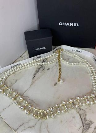 Брендовый элегантный пояс из жемчуга с логотипом, люкс качество!