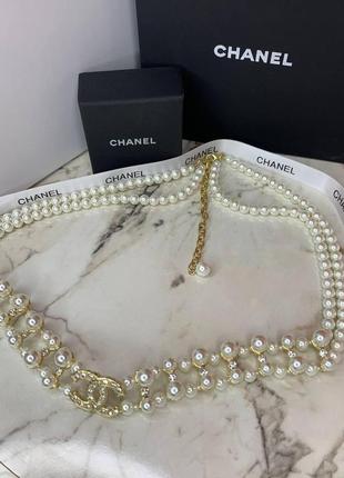 Брендовый элегантный пояс из жемчуга с логотипом, люкс качество!