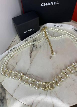 Брендовый элегантный пояс из жемчуга с логотипом, люкс качество!