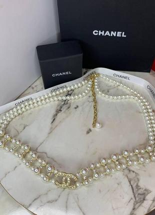 Брендовый элегантный пояс из жемчуга с логотипом, люкс качество!