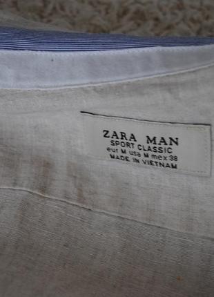 Льняная рубашка  zara man р-р s / лляна сорочка8 фото