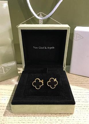 Брендовые серьги ван клиф, позолота