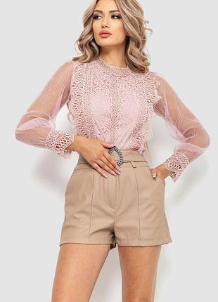 Блуза жіноча гіпюрова класична  колір пудровий 204r150
