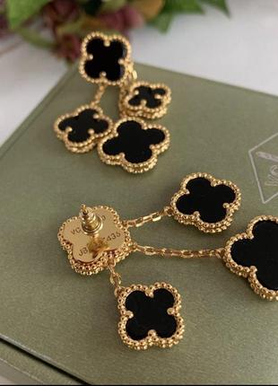 Сережки чорні vancleef ванклиф срібло