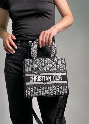 Сумки christian dior lady d-lite black/grey9 фото