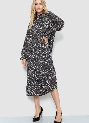 Сукня вільного крою з квітковим принтом  колір чорний 204r201