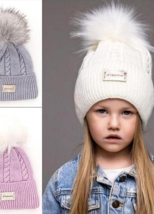Комплект зимний для девочки, шапка и снуд