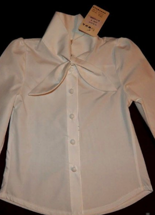 Коттоновая батистовая белая блузка рубашка на 2-3 года можно двойняшкам2 фото