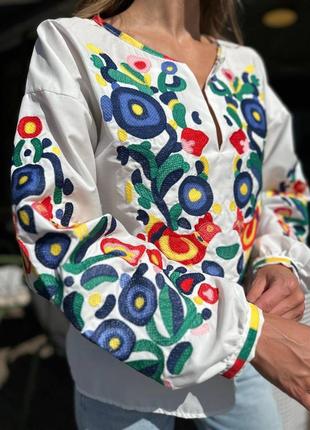 Колоритна вишиванка, етно сорочка з вишивкою, жіноча вишиванка4 фото