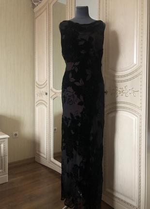 Длинное шелковое бархатное платье комбинация,натуральный шёлк шелк бархат4 фото