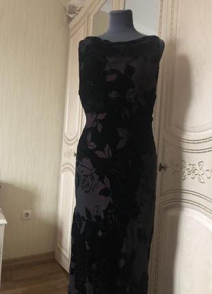 Длинное шелковое бархатное платье комбинация,натуральный шёлк шелк бархат8 фото