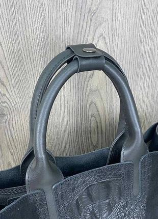 Женская сумка рептилия замшевая бордовая, сумочка из натуральной замши под рептилию красная черный7 фото