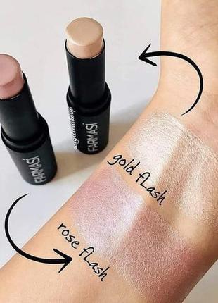 Кремовий сяючий хайлайтер-стік glow & highlight stick 02 золоте мерехтіння farmasi фармасі 13025169 фото