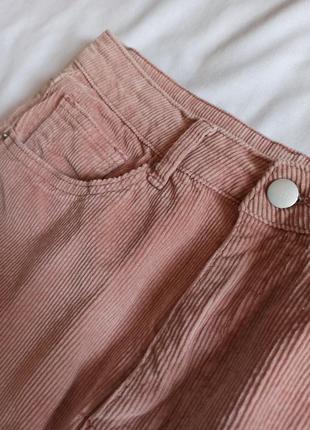 Розовые вельветовые джинсы клёш6 фото