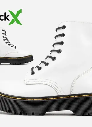 Сапоги кожаные на платформе dr.martens jadon white/black, скидка❤️