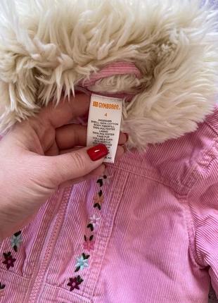 Детская розовая вельветовая куртка gymbore 3-4 года7 фото