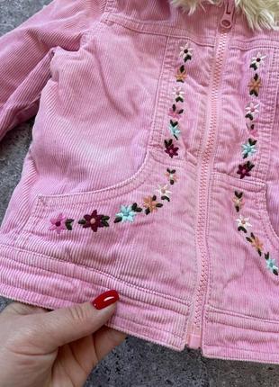 Детская розовая вельветовая куртка gymbore 3-4 года4 фото