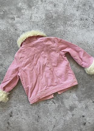 Детская розовая вельветовая куртка gymbore 3-4 года2 фото