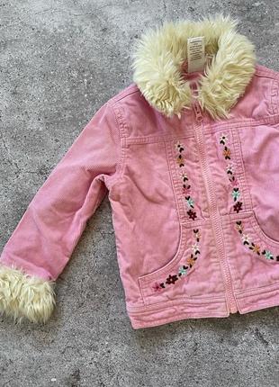 Детская розовая вельветовая куртка gymbore 3-4 года5 фото